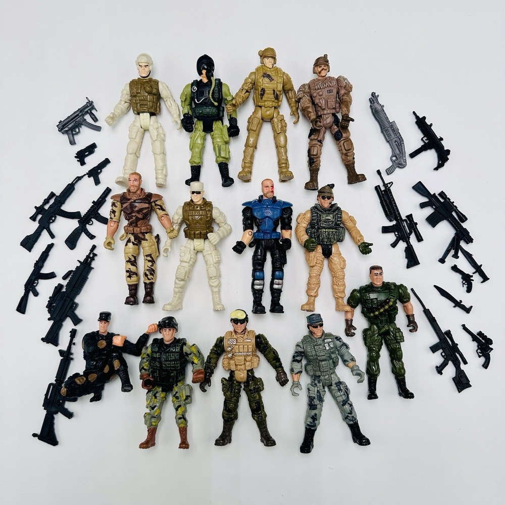 Chap Mei Military Action Adventure Lot of 13 Figures Soldier Mixed with Weapons